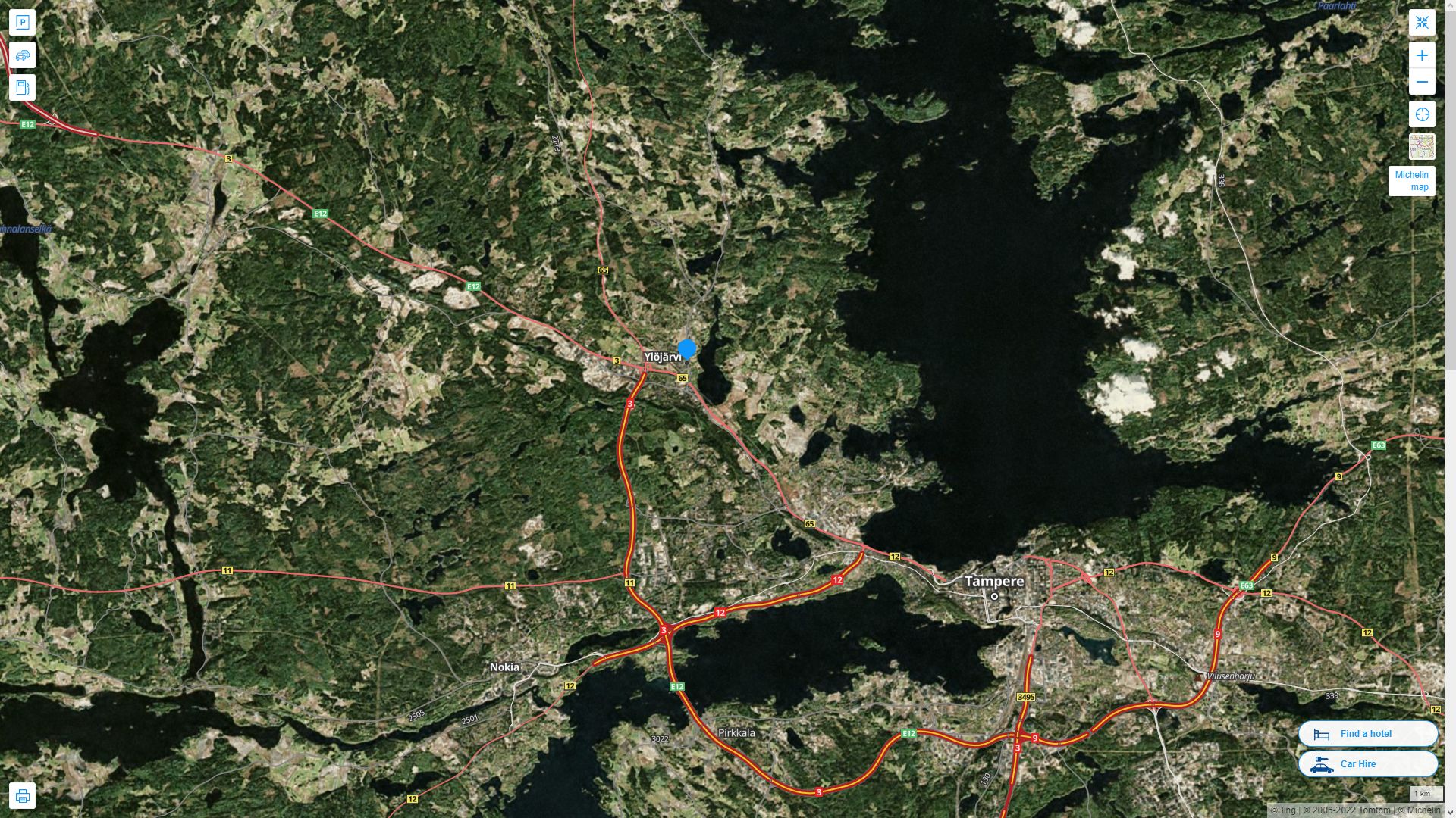 Ylojarvi Highway and Road Map with Satellite View
